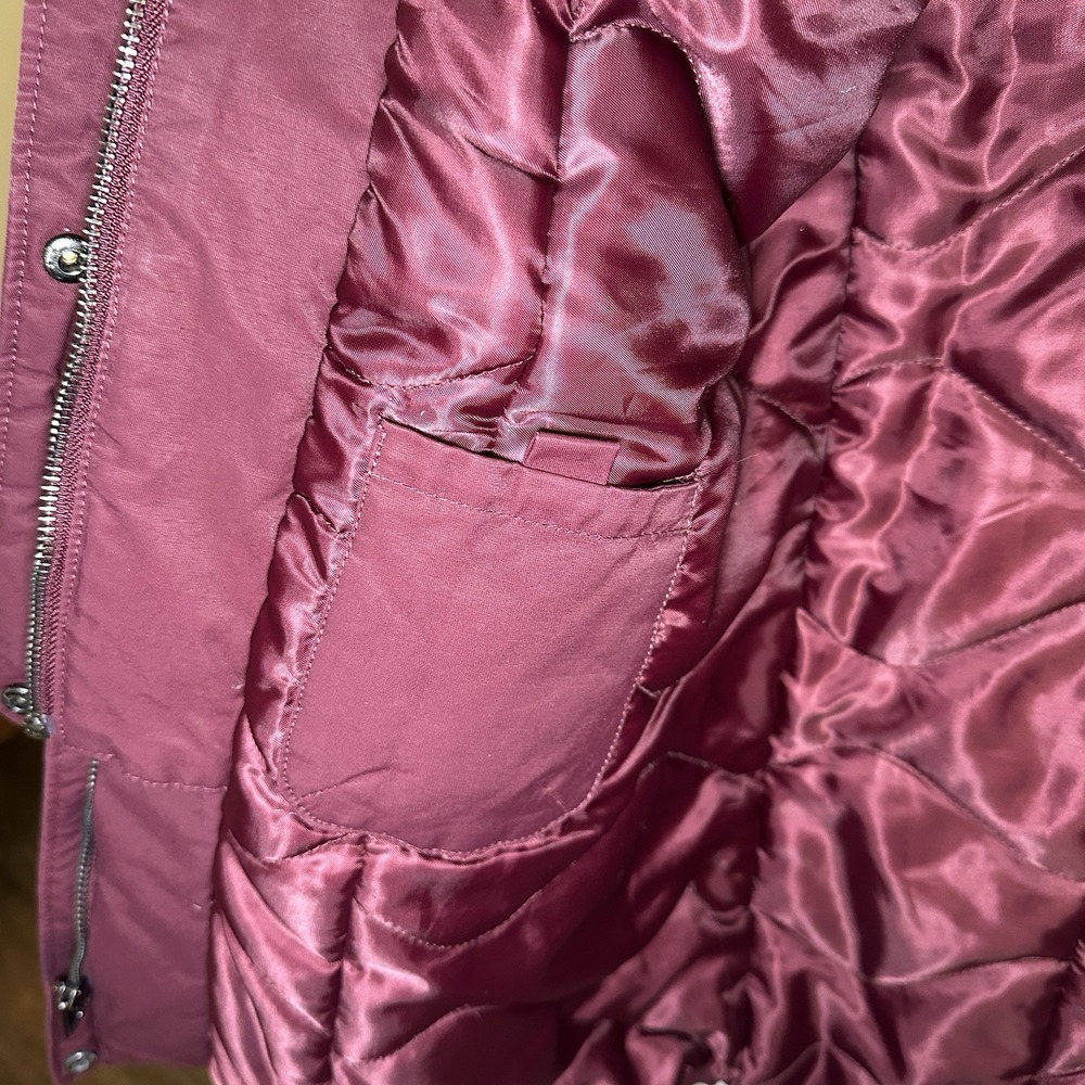 1 Madison Expedition Faux Fur Hooded Parka Coat Burgundy Women's Size L - Picture 10 of 15